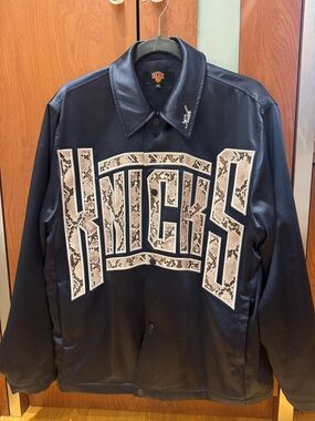 KITH x KNICKS Navy Blue Silk Graphic Button Down